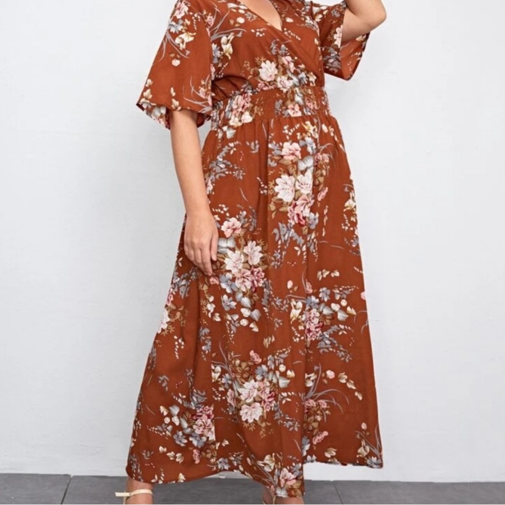 SHEIN Floral Brown Dress